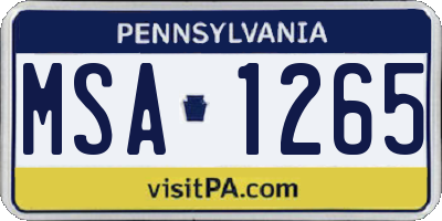 PA license plate MSA1265