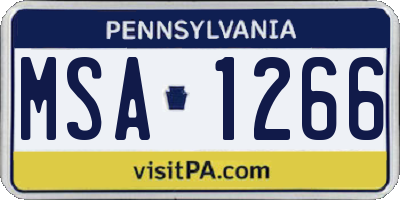 PA license plate MSA1266