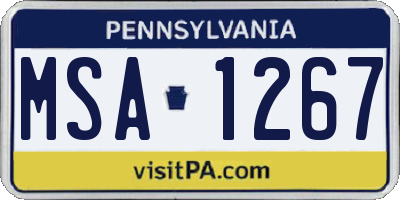 PA license plate MSA1267