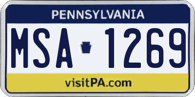 PA license plate MSA1269