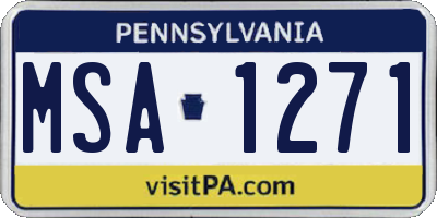 PA license plate MSA1271