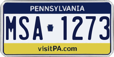 PA license plate MSA1273