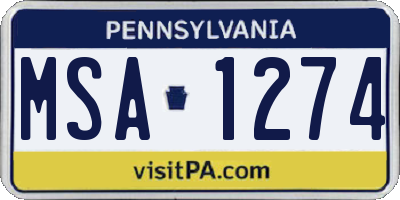 PA license plate MSA1274