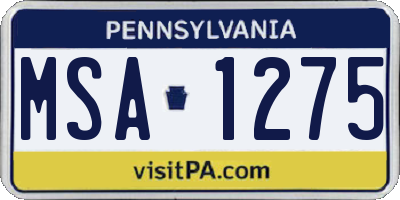 PA license plate MSA1275