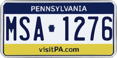 PA license plate MSA1276