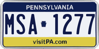 PA license plate MSA1277