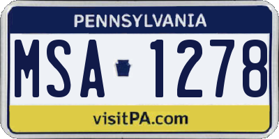 PA license plate MSA1278