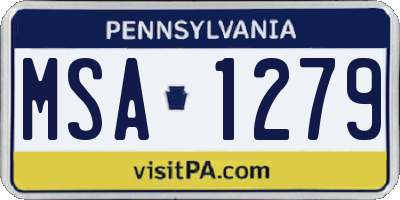 PA license plate MSA1279