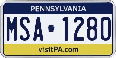 PA license plate MSA1280