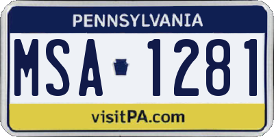 PA license plate MSA1281