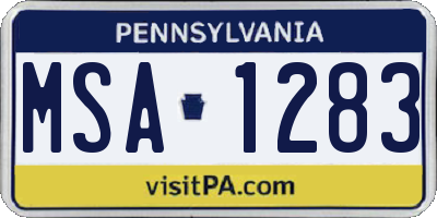 PA license plate MSA1283