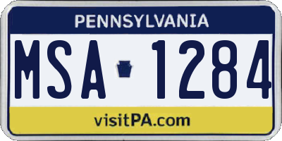 PA license plate MSA1284