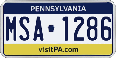 PA license plate MSA1286