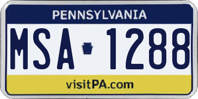 PA license plate MSA1288