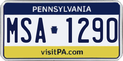 PA license plate MSA1290