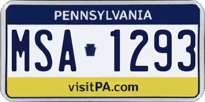 PA license plate MSA1293