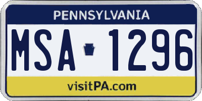 PA license plate MSA1296