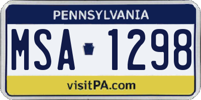 PA license plate MSA1298