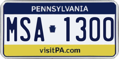 PA license plate MSA1300