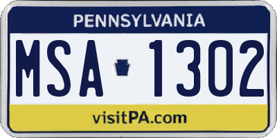 PA license plate MSA1302
