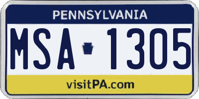 PA license plate MSA1305