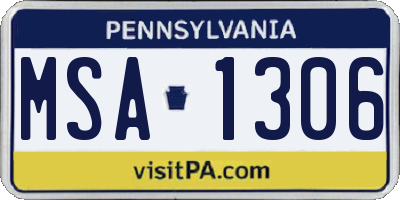PA license plate MSA1306