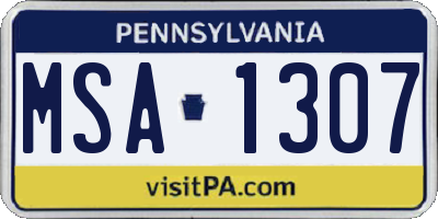 PA license plate MSA1307