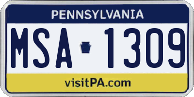 PA license plate MSA1309