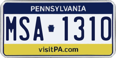 PA license plate MSA1310