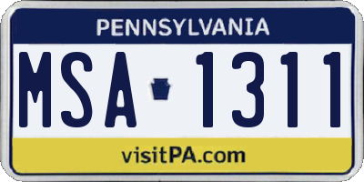 PA license plate MSA1311