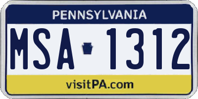 PA license plate MSA1312