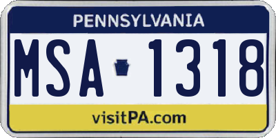 PA license plate MSA1318
