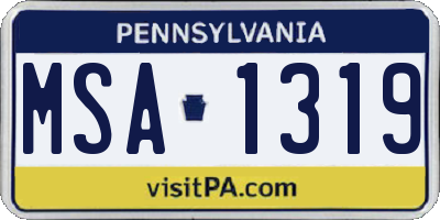 PA license plate MSA1319