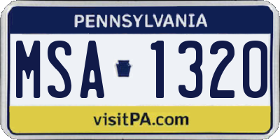 PA license plate MSA1320