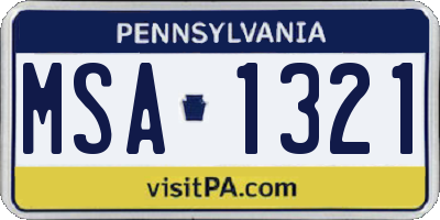 PA license plate MSA1321