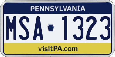 PA license plate MSA1323