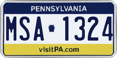 PA license plate MSA1324