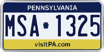 PA license plate MSA1325
