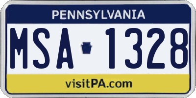 PA license plate MSA1328