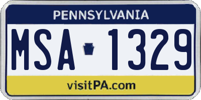 PA license plate MSA1329