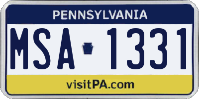 PA license plate MSA1331