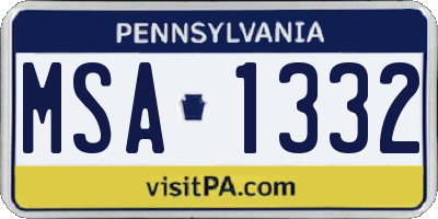 PA license plate MSA1332