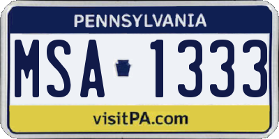 PA license plate MSA1333