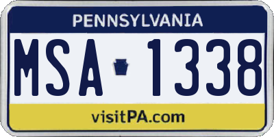 PA license plate MSA1338