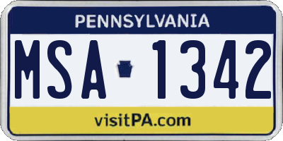 PA license plate MSA1342