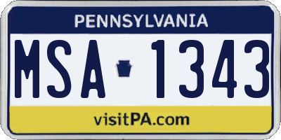 PA license plate MSA1343