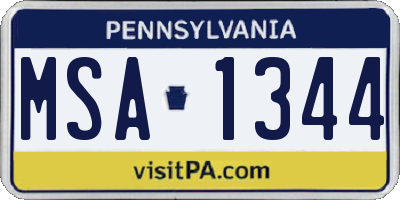 PA license plate MSA1344