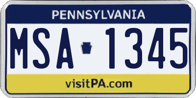 PA license plate MSA1345