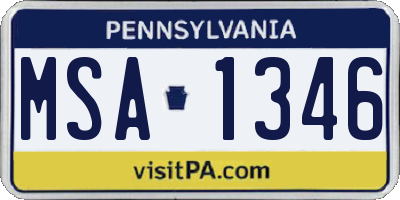 PA license plate MSA1346