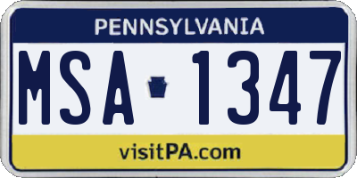 PA license plate MSA1347